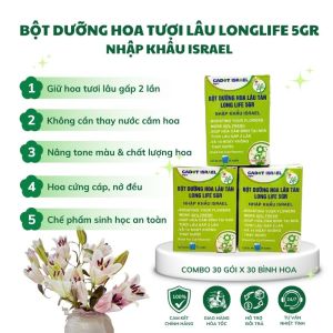 Gói Dưỡng Hoa Tươi Longlife Của Israel (Combo 30 gói) Giữ Hoa Tươi Lâu Gấp 2 Lần Và 14 Ngày Không Thay Nước Mới