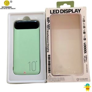 Pin sạc dự phòng WK-161 10000mAh chính hãng 2 cổng tích hợp đèn led sạc nhanh bảo hành 12 tháng Trùm Sỉ Gia Thành