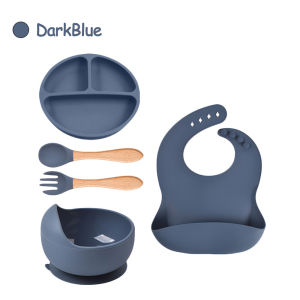 Mumystation 5pcs/set peralatan makan bayi lengkap silicon alat makan celemek mpasi bayi
