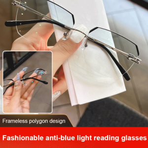 Crystal Stone Glass Reading Glasses For Middle-aged And Elderly Men High-definition High-end Crystal Glass Stone Reading Glasses For Women Black Frame Age 超高清水晶老花镜 Cermin Mata Bacaan Kristal Definisi Ultra Tinggi