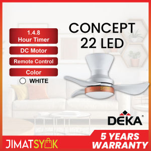 DEKA CONCEPT 22 LED 22 Inch 3 Blades 14 Speed DC Motor Remote Control Ceiling Fan With Light DEKA Kipas Siling Syiling