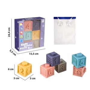 Mainan Edukasi Anak Montesori / Soft Building Blocks / Soft Stack Building Block Baby Teether / Mainan Balok Lentur Anak Balok Silicone