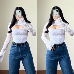 ZEALO Keyla Cut Out Lace Flare Long Sleeves Top for Women – Lace