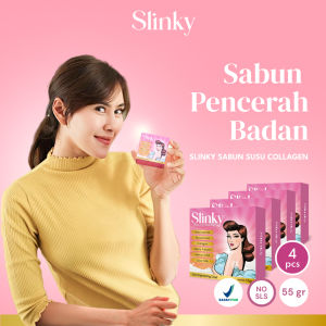 4 Pcs SLINKY Sabun Pencerah & Sabun Mandi Pemutih Badan Ori Sabun Whitening Soap Sabun Susu Collagen Sabun Kulit Sabun Muka Sabun Tangan Sabun Serbaguna - Niacinamide Alpha Arbutin Glutathione Salmon DNA Goat Milk Olive Oil 55gram