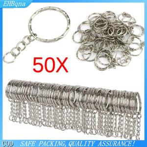 COD 50 cái tự làm 25mm đánh bóng bạc Keyring Keychain chia Vòng ngắn chuỗi vòng chìa khóa