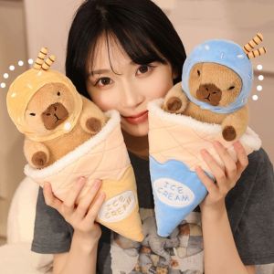 RABABY TOY Detachable Capybara Plush Toy Ice Cream Cone Cross Dressing Capybara Stuffed Doll Creative Fluffy Capybara Plush Doll Kids Birthday Gift