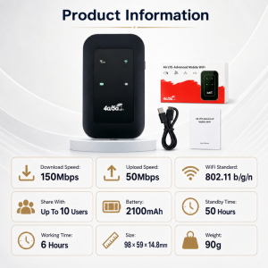 [SG Ready Stock]5G/4G LTE Portable WiFi Router 150Mbps Mobile Hotspot SIM Card Type-C 2100mAh Pocket MIFI for Travel