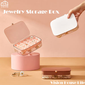Vision Hộp Đựng Trang Sức 30 Ô Hộp Trưng Bày Hoa Tai Vòng Cổ Nhiều Lớp Hộp Nữ Trang Phân Loại Không Gian Rộng Hộp Đựng Phụ Kiện Tóc Trong Suốt Chống Bụi