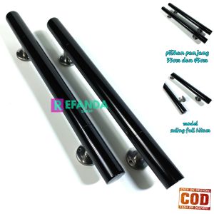 Tangkai Pintu Rumah Panjang 33cm dan 45cm - Pegangan Pintu Depan dan Kamar - Model Full Hitam - Instalasi Perlengkapan Pintu Rumah