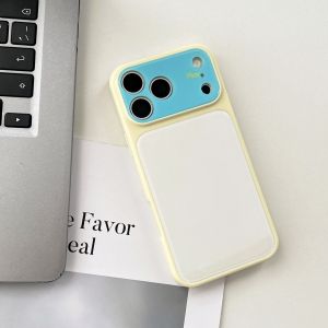 Sweet Candy Color Block Phone Case for iPhone 11 12 13 14 15 16 17 Pro Max 16 15 14 Plus Glossy Acrylic Hard Case Full Camera Lens Cover Shockproof Cute Pastel Casing