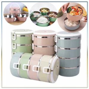 Hộp đựng cơm giữ nhiệt 4 tầng lồng bàn đựng cơm lúa mạch giữ nhiệt đồ ăn ruột Inox dung tích 28l lít siêu tiện dụng