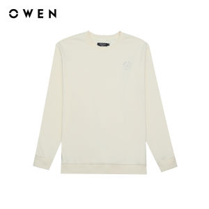 OWEN - Áo nỉ Regular Fit AN241461 màu Be chất liệu CVC Spandex