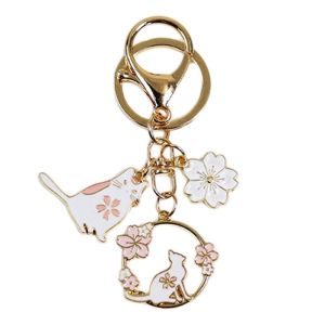 KISSCAT กระเป๋านักเรียน น่ารักค่ะ อุปกรณ์ตกแต่งภายใน อุปกรณ์เสริมกุญแจ ตกแต่งบรรจุภัณฑ์ จี้หูฟัง จี้ห้อยกระเป๋า พวงกุญแจแมวกระต่าย ซากุระสีชมพู พวงกุญแจ