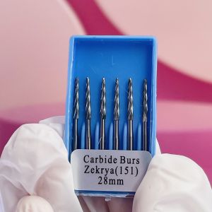 23mm/25mm/28mm Tungsten Carbide Dental Burs Zekrya Drill Polishing Cutters for High Speed Handpiece 6Pcs/Pack