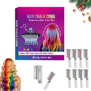 Festive Fun Hair Chalk Combs2026 NEW Hair Color Comb Temporary Hair Chalk Comb8/10 Color Washable Hair Chalk Set Hair Chalk Comb Temporary Bright Washable Hair Color Dye (10 Colors)