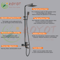 KOYOT 304 Stainless Steel Matte Black Bathroom Hot and Cold Square Shower Set with Rainfall Shower Head High Pressure Toilet Bidet Sprayer Storage Shelf Telephone Shower Head Four Way Wall Mounted Height adjustable 360 ° rotation Cold and Hot Water. 