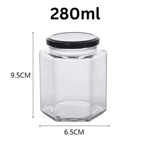 Clear Glass Jar Container with Black Lid Kitchen Spice Storage