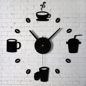 Jam Dinding DIY Giant Wall Clock Quartz Creative Design Model Kopi Cafe