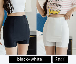 Lizida 2pcs Womens Slim Stretch Double Layer Safety Pants  Silk Seamless Butt Lift Leggings