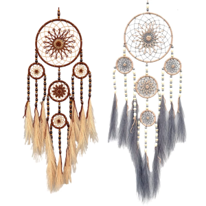 Handmade Pampas Grass Beads Dreamcatchers Wall Hanging Ornament for Home Wall Decoration for Bedroom and Balconies