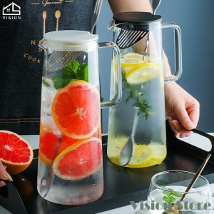 Ấm Đun Nước Kiểu Bắc Âu Tầm Nhìn Bình Đựng Nước Gia Dụng Dung Tích Lớn Khả Năng Chịu Nhiệt Ấm Trà Với Bộ Lọc Màn Hình Bình Đựng Nước Ép Thủy Tinh Borosilicat Với Muỗng Trộn Miễn Phí