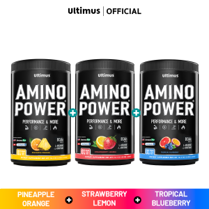 Ultimus Amino Power (Active BCAAs 2:1:1) Strawberry Lemon + Pineapple Orange + Tropical Blueberry อย่างละ 1 กระปุก(352gx3)