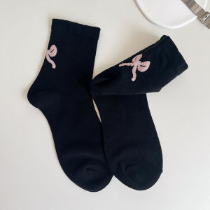 🔥Nadines🔥ถุงเท้าโบว์สำหรับผู้หญิง สไตล์บัลเล่ต์ เรียบหรู ถุงเท้าแฟชั่นเกาหลีสีทึบ ราคาส่ง พร้อมส่ง