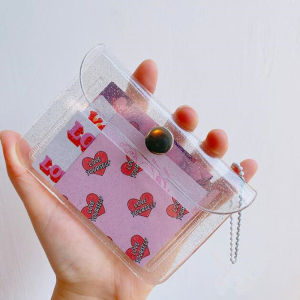 A.one Korean Transparent Card Holder Wallet For Women On Sale Coin Purse Bus Card Bag Transparent Wallet COD