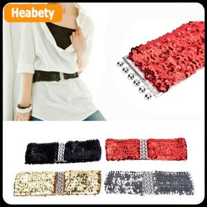 【2-3 days delivery】 Bling Womens Rivet Sequins Elastic Stretch Wide Waist Belt Waistband Slim Casual