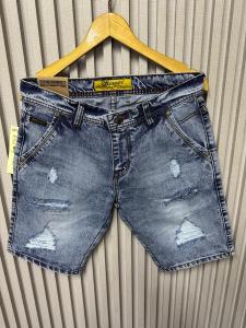 MC WISCER Celana Jeans Pendek Pria Sobek Tidak Tembus Bahan Denim Pola Skinny Diatas Lutut Distro