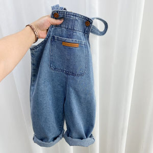 Denim Overalls for Kids Girls 2024 Korean Style Boys and Girls Jogging Jeans Loose Trousers Korean Style Jeans Pants for Kids Girls 4 To 12