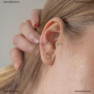 [COD] SweetBabiese 3 cái bộ Bốn Cánh Hoa Zircon Hoa Stud Bông Tai Thiết Lập Cho Phụ Nữ Nhỏ Cổ Điển Đa Năng Xỏ Bông Tai 3 4 5Mm