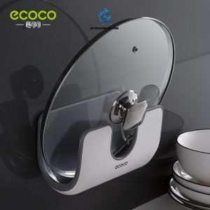 SR99. ECOCO Pot Lid Holder Storage Rack Wall-Mounted Pot Lid Pan Cover Organizer Free Punching Shelf For Pot Cover