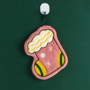 BEYONDAY Cartoon Snowman Christmas Hand Towel Coral Fleece Absorbent Bathroom Hand Cloth Cute Christmas Decor Wipe Cloth