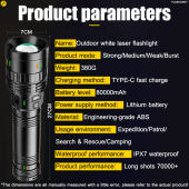 【35 cm extra large flashlight】Intelligent digital display light flashlight flash light torch light lampu suluh torchlight rechargeable flashlights led touch lights powerful portable original tahan lasak waterproof 手电筒 500000w