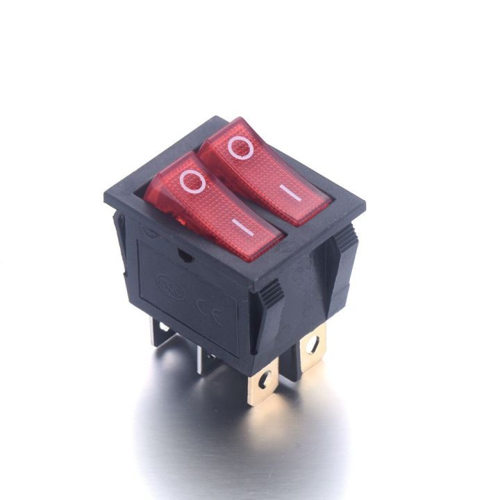 Mini Double Rocker Switch KCD6 Double Rocker Switch 250V 15A 6 Pin with Light Lamp | Lazada.co.th