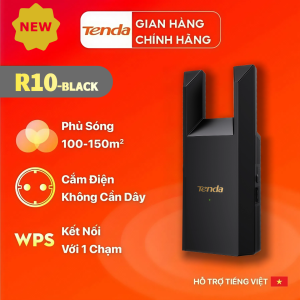 Bộ Mở Rộng Sóng WiFi Tenda R10-BK Black Gold N 300Mbps Chuẩn - Hàng Chính Hãng