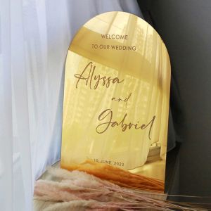 [SG] Arch Wedding Sign in Mirror Acrylic Custom Event Birthday Sign Display Board