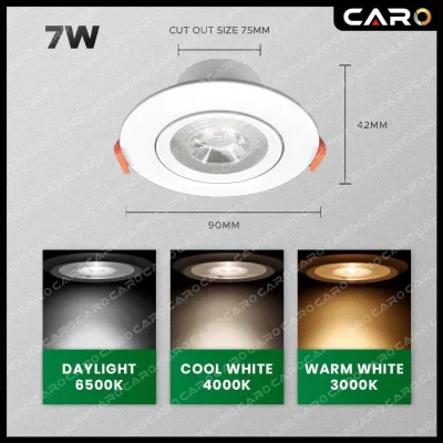 [ 2 YEARS WARRANTY ] LED EYEBALL 3W/7W BLACK/WHITE LED RECESSED SPOTLIGHT 240V 3 COLOR LED EYEBALL LIGHT