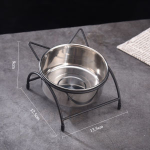 AP AIMAYAPET Pet Bowl Stainless Steel Double Bowl Elevated Cat Bowl Neck Protection Pet Feeder Bowls Mangkuk Kucing
