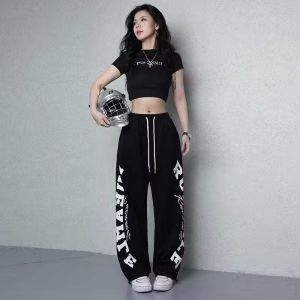 Zertico - Celana Baggy Ruemle Hitam Celana Kulot Celana Panjang Wanita Tali Serut