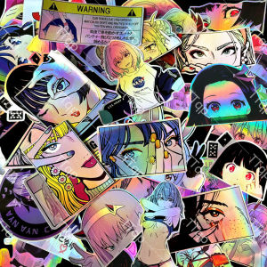 32PCS Binary Modification JDM Anime Beauty Laser Rainbow Stickers Motorcycle Car Bike Helmet Accessories Waterproof DIY Decals
