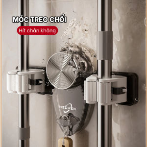 Móc treo cây lau nhà chổi quét nhà kẹp giữ hút chân không đa năng bằng nhựa có thể di dời vị trí chịu lực tốt