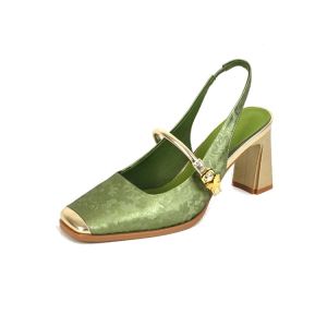 Womens Retro French Chunky Heel Square Toe Shallow Mouth Womens Single Shoes Sandals High Heel Comfortable Not Tired Feet