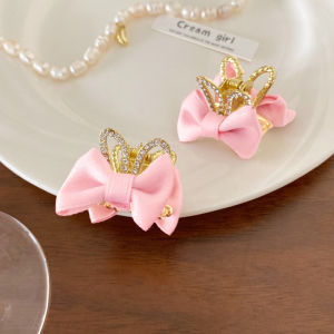 TUmama Dễ Thương 3D tai thỏ Bow kẹp tóc cho trẻ em gái kim cương giả lấp lánh phong cách công chúa kẹp tóc với thiết kế nút buộc nơ