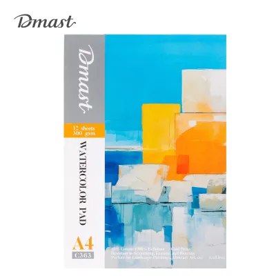 Deli Dmast Watercolour Paper Pad 300gsm A3/A4 Pad Kertas Cat Air Cold Press 10% Cotton 90% Cellulose