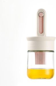 Sauce and Oil Bottle with Adjustable Oil Brush Glass Sauce Dispenser for Kitchen Cooking or Grilling 5 oz (150 ml)