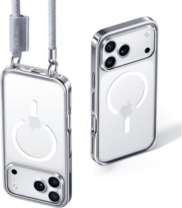 Magnetic For iPhone 17 Pro Max Case with Strap Clear Transparent Design MagSafe Compatible with Anti-Theft Lanyard & Foldable Tab Strong MagSafe Aluminum Lens Protection Gift Ready