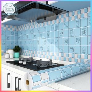 Sticker Dapur 60 x300 CM Wallpaper Dapur Wall Sticker Anti Minyak Air Aluminium Foil Hiasan