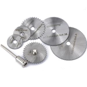 7pcs Set Mini Saw Blade Woodworking Cutting Disc for Drill Rotary Circular Saw Disc Wheel Blades Shank High Speed Steel Multipurpose Tool